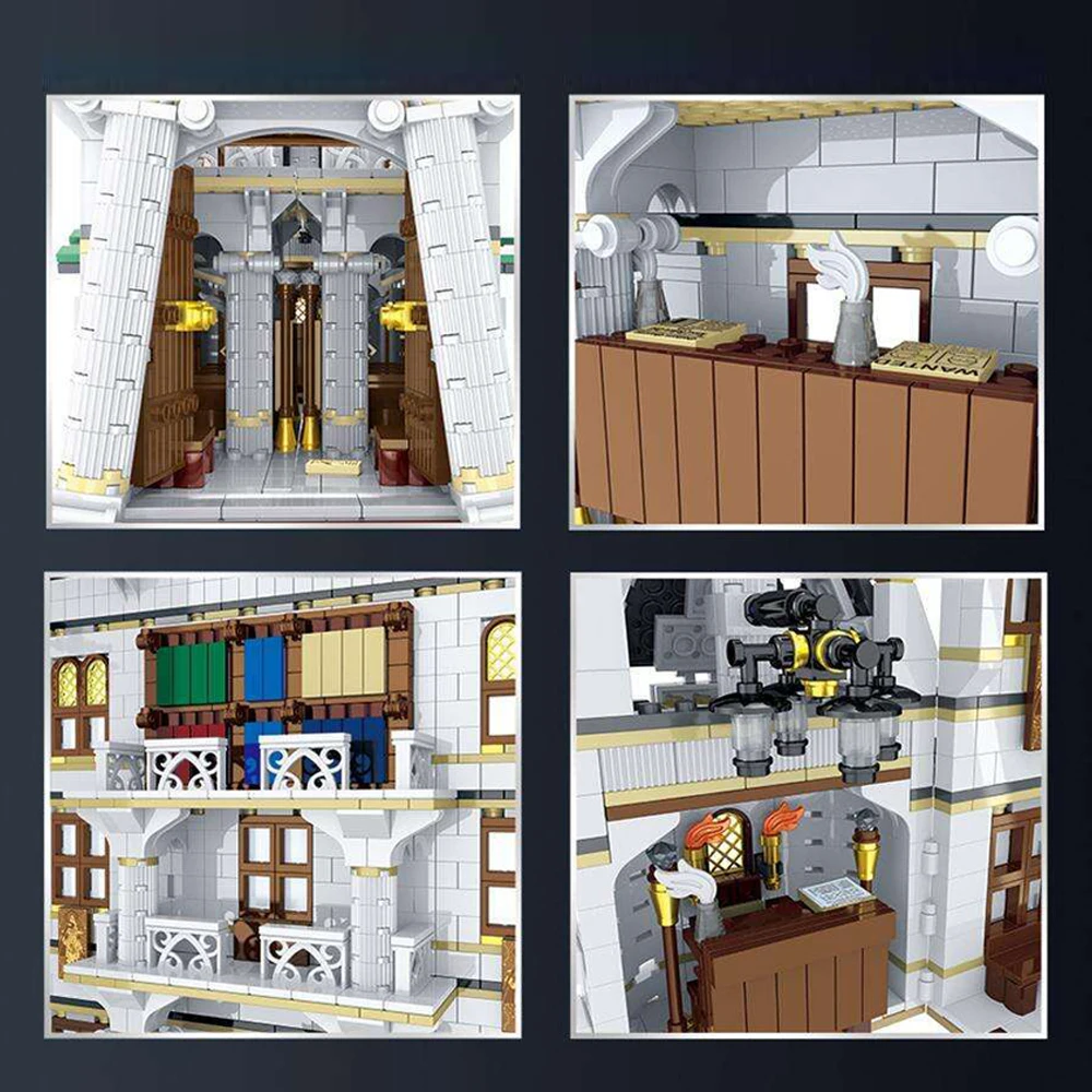 

Ideas Harris Creator Expert Street View House Diagon Alley Gringotts Bank 4185PCS Moc Modular Bricks Model Building Blocks Toys