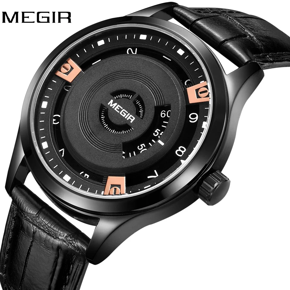 Часы MEGIR Мужские кварцевые простые Стильные Модные Роскошные водонепроницаемые