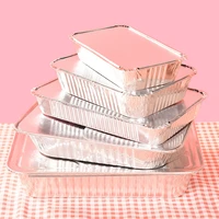 250pcslot wholesale disposable bowl cover for fast food square lunch box barbecue takeout box aluminum foil meal box
