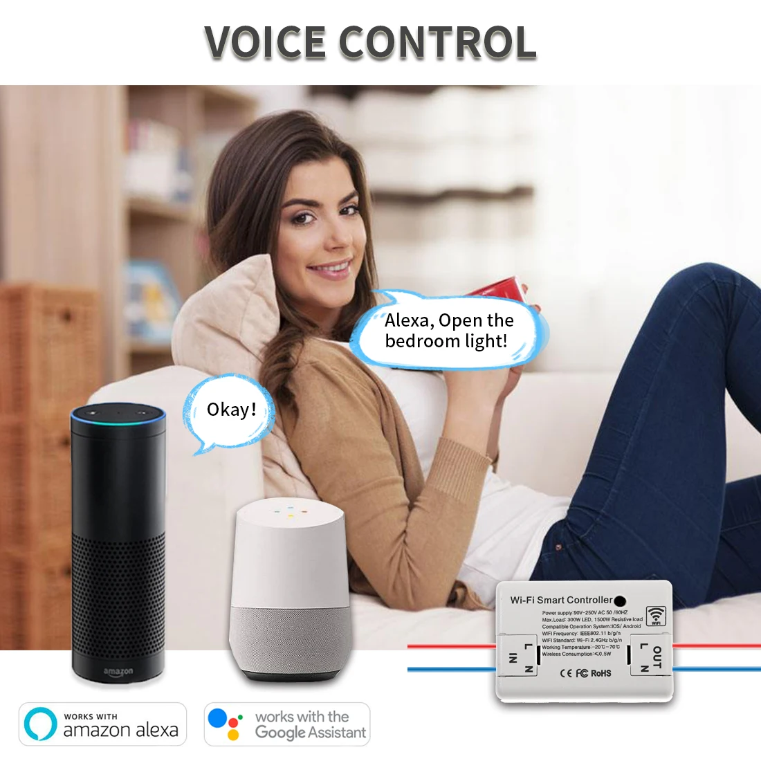 Bingoelec Basic DIY Wifi smart Switch модуль коммутатора Alexa Google Home 10A 2200 Вт беспроводной пульт