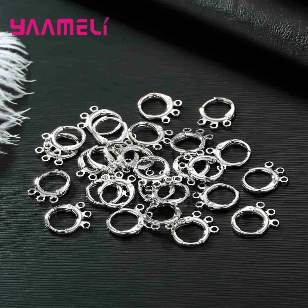 

Geometric 925 Sterling Silver Hook Earrings Clasps & Hooks Material Wire Settings Base Hoops Supplies For DIY Jewelry