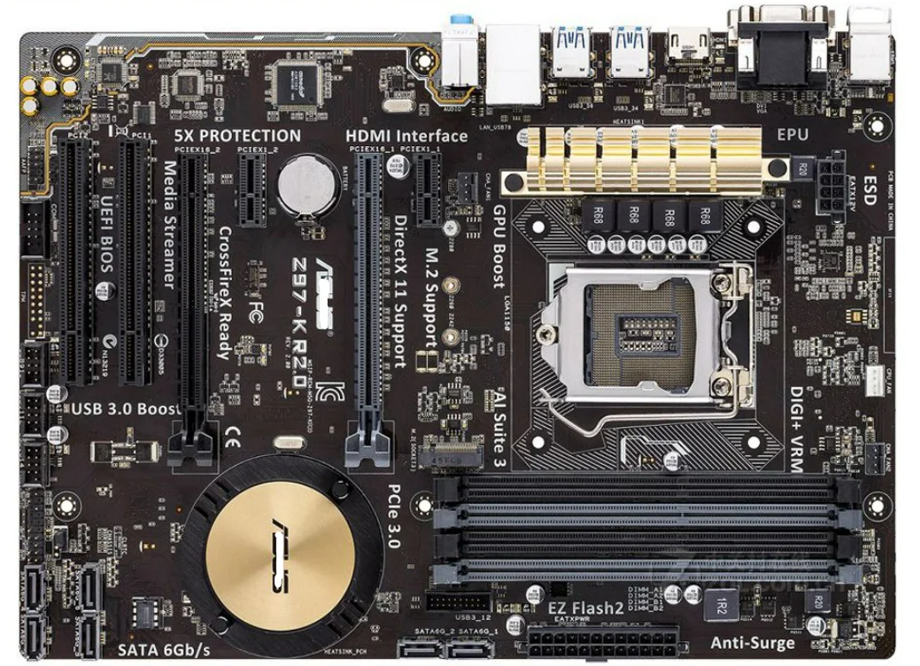 

Z97-K R2.0 десктопная материнская плата LGA 1150 DDR3 USB2.0 USB3.0 32 ГБ для процессора I3 I5 I7 Z97 оригинальные Материнские платы