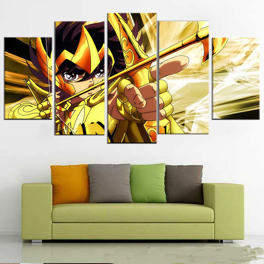 

5 Pieces Canvas Arts Saint Seiya Zodiac Knights Animation Poster Painting Living Room Home Decoration Bedroom Wall Picture Print