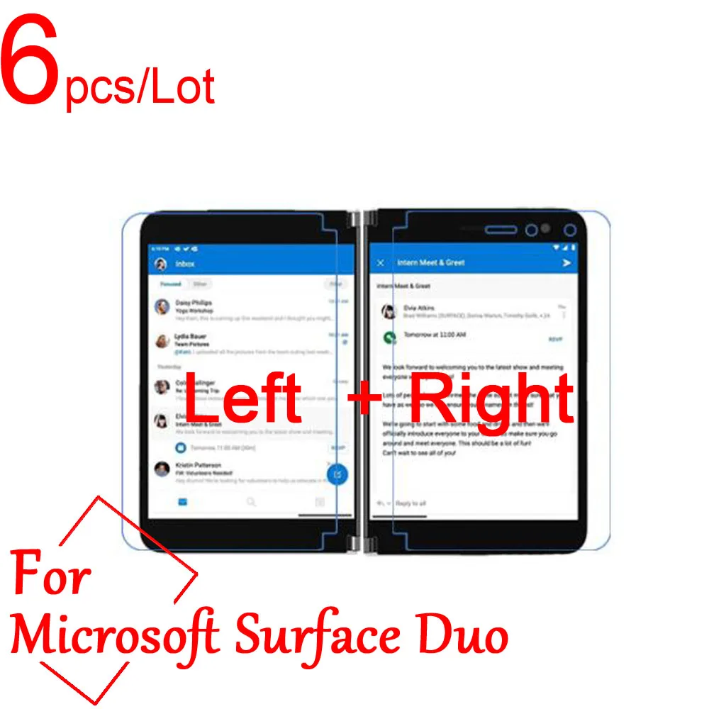 

Сверхпрозрачное/матовое/противоударное Защитное стекло для экрана Microsoft Surface Duo (3 шт. слева + 3 шт. справа) Защитная пленка для ЖК-экрана