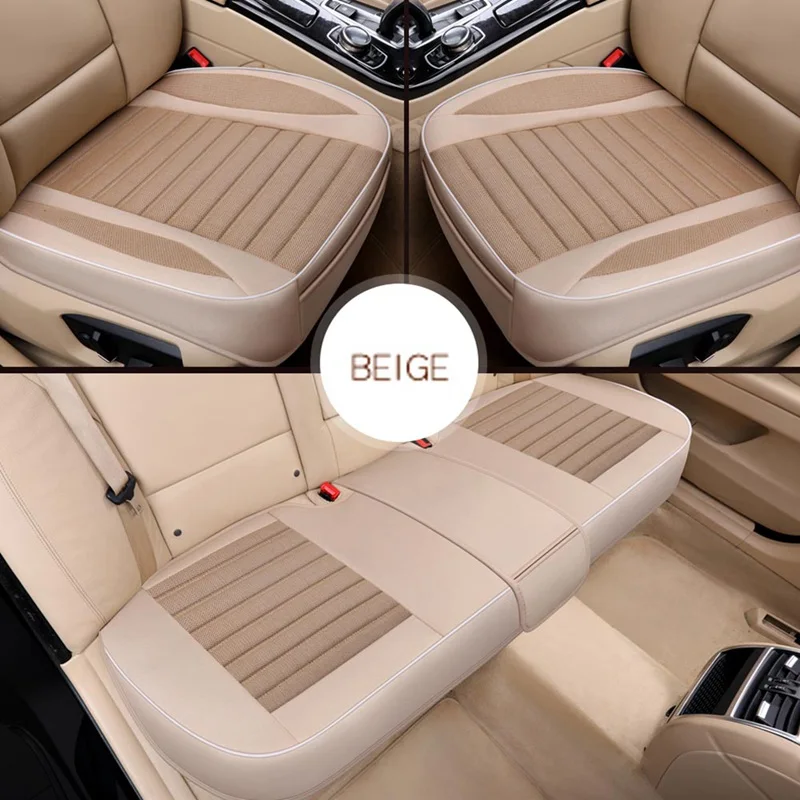 

Car Four Seasons Universal Front/Rear Seat Cover Breathable Comfortable Flax Seat Cushion Protection Pad For Most Car