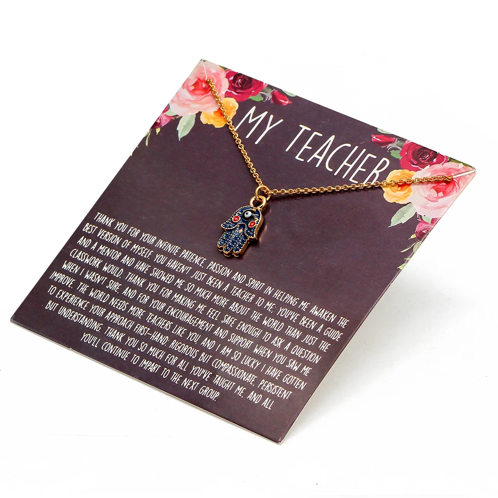 Wish Card Lucky Hamsa ручной кулон от сглаза ожерелье для женщин модный подарок карты