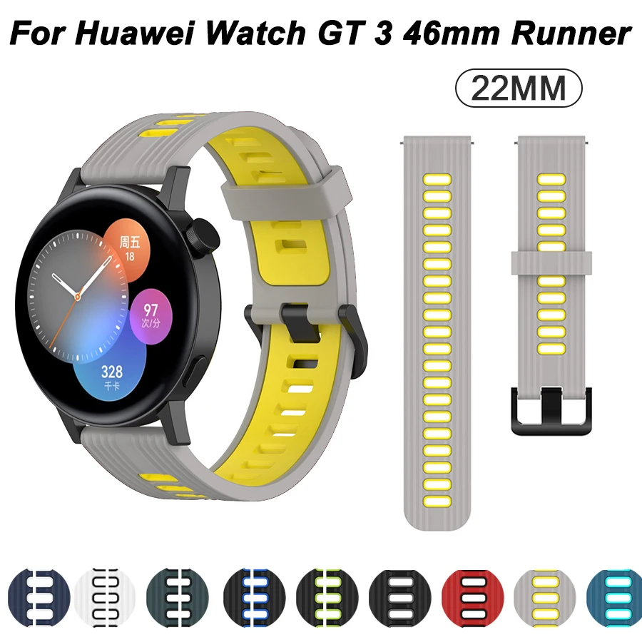 

Ремешок силиконовый для Huawei GT Runner GT 3 46 мм GT3/GT2 Pro, оригинальный браслет для наручных часов, 22 мм, 2022