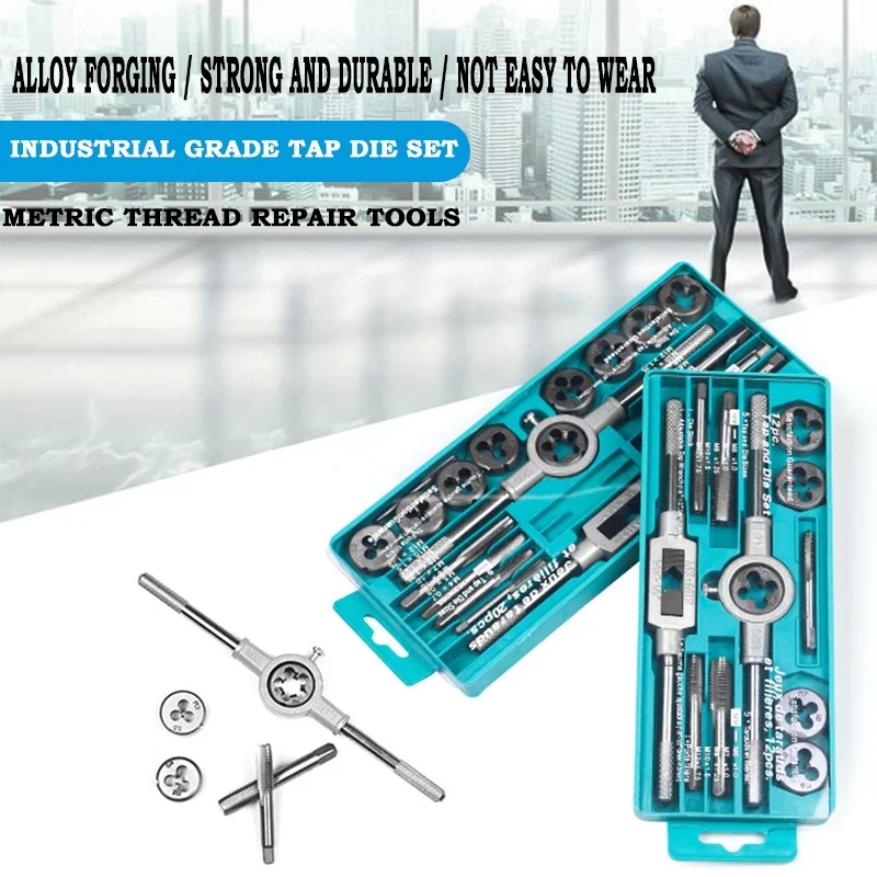 20PCS Tap Die Tap and Die Piece Set Metric Hardware Tool Combination - Combination SAE / Metric