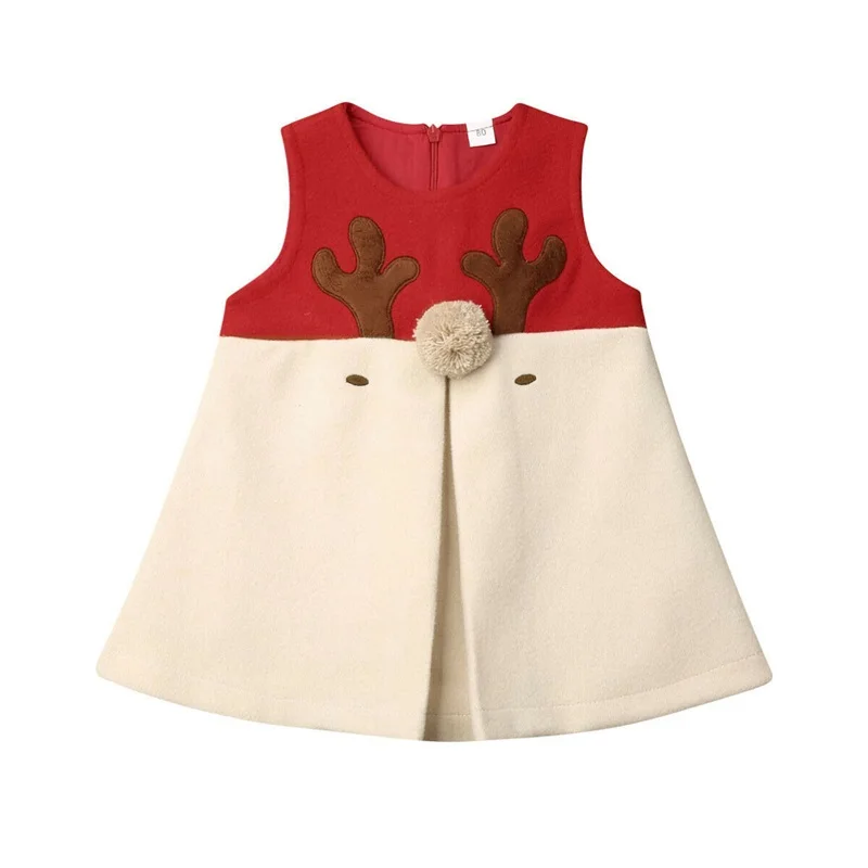 

Christmas Girls Dress Cute 3D Deer Xmas Dresses for Baby Kids New Arrivals Vest-dress 1-6T Children Winter Clothes
