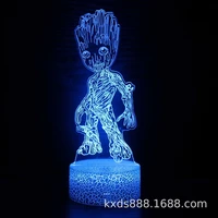 disney marvel avengers groot 3d night light led touch table lamp bedroom decoration childrens toy decoration birthday gift