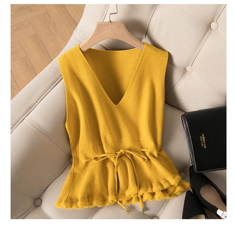 Женский кашемировый пуловер с v-образным вырезом трикотажный однотонный черный