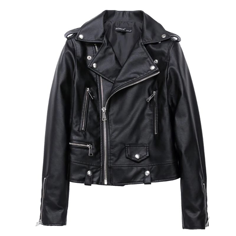 Модная тонкая женская куртка из искусственной кожи 2020 повседневная короткая