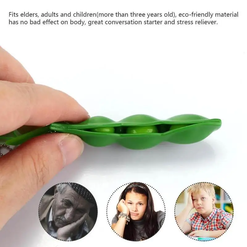 

Fun Squishy Infinite Squeeze Edamame Bean Pea Expression Chain Key Pendant Ornament Stress Relieve Decompression Toys Decoration