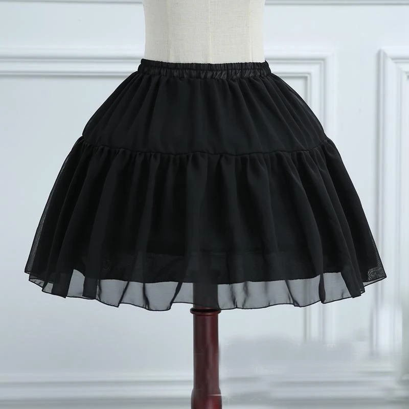 Черный Белый короткий подъюбник для женщин платье 2 два Hoops Bone Black Petticoat для вечерние Пышные юбки Слип кринолин - Цвет: Черный