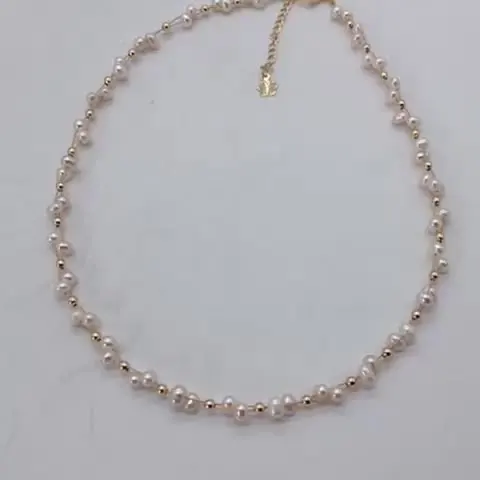 

Ожерелье в виде жареного теста, 3-4 мм, Пресноводный Жемчуг