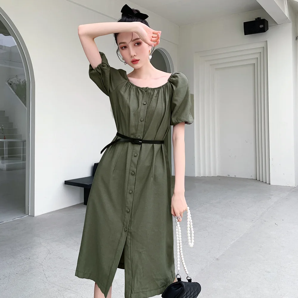 

2021 summer new style waist single-breasted skirt design sense chic two-wear strapless dress women