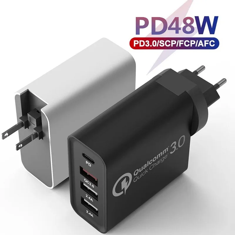 EU/US/UK AU разъем PD 48W зарядное устройство с 3 портами USB QC3.0 адаптер быстрой зарядки