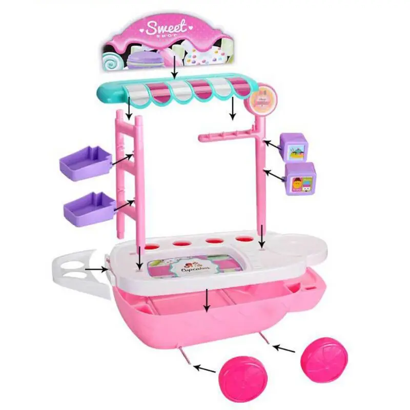 

Mini Ice Cream Candy Trolley House Play Educational Toy Cart House Game Kids Toy L9CD