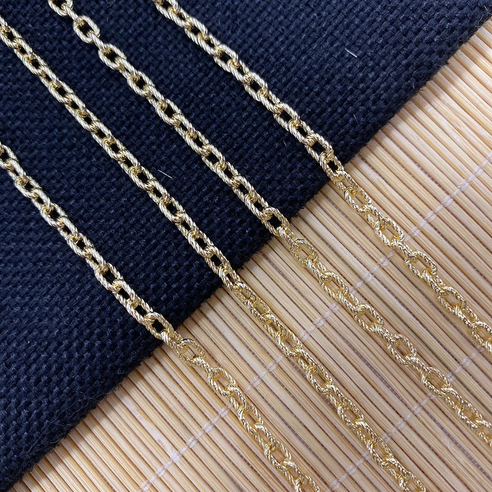 

Golden Hand-made Copper Chain, Oval-shaped Exquisite Chain Used for DIY Jewelry Making Necklace Bracelet Anklet Earrings 1 Meter