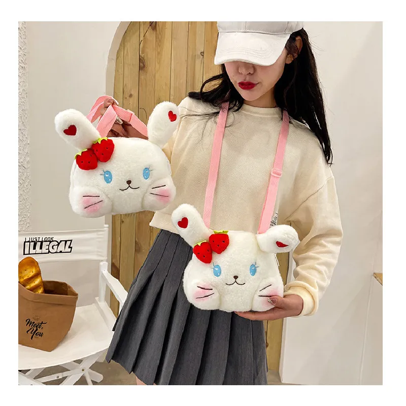 

Korean Style Fashion Small Plush Shoulder Bag For Women 2021 Cartoon Rabbit Print Crossbody Bag Mini Bags Girls Bolsa Mujer