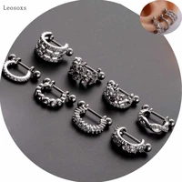 leosoxs 1pcs explosive personality stainless steel zircon straight bar earrings human body piercing jewelry