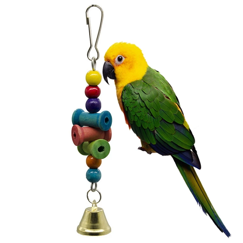 

1pc New Product Iron Wire Parrot Chewing Toy Protective Bird Bite Toy Parrot Bell Toy Bird Hanging Toy Bird Supplies Multicolor