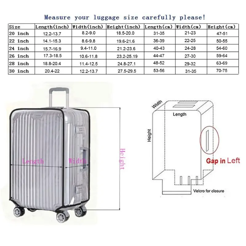

Full Transparent Luggage Protector Cover Thicken Suitcase Protector Cover PVC Suitcase Cover Rolling Luggage Cover