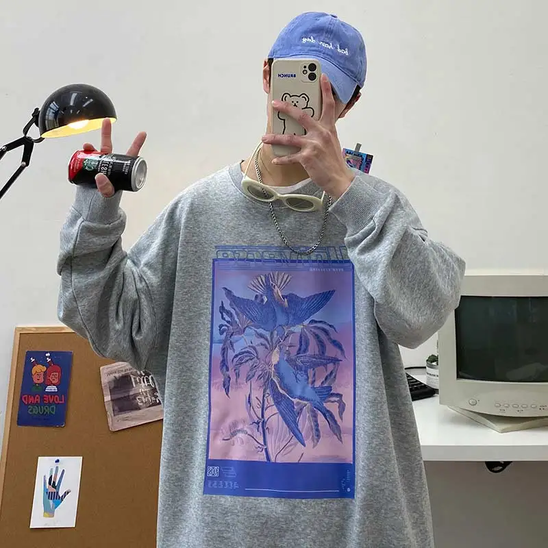 

Hip Hop Men's Sweatshirt Harajuku Hoodie Streetwear Cotton Loose Anime Print Pullover Hooded Couple Oversize Streetshirt
