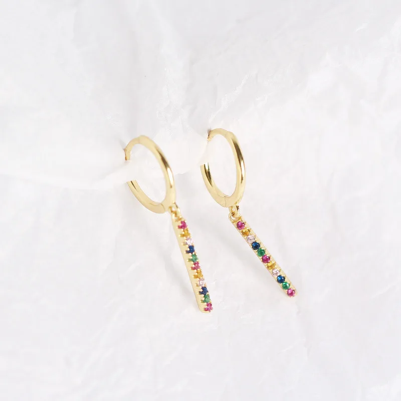 Leouerry 925 пробы серебряные минималистичные красочные Кристальные серьги-кольца с