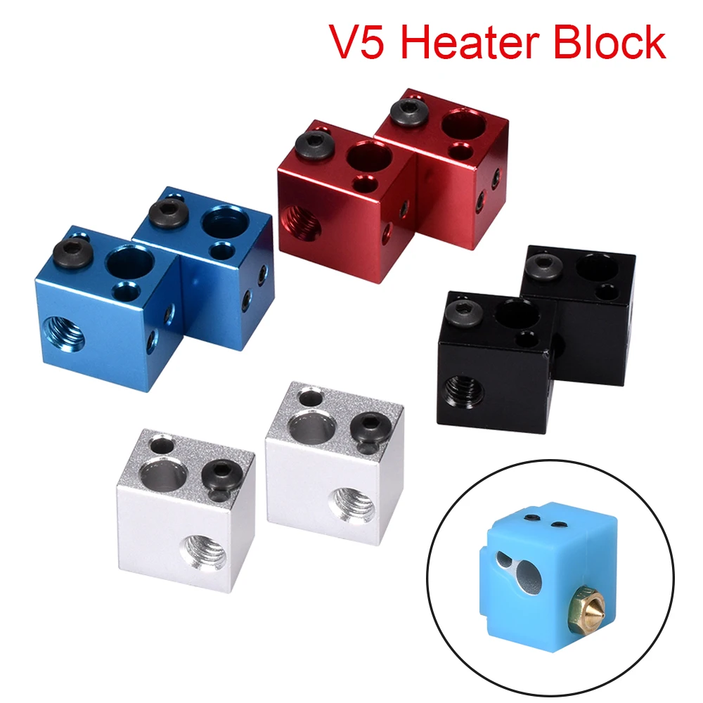 

V5 Heater Block Aluminum Block V5 Silicone Sock 3D Printer Parts VS E3D V6 Block Fit J-head Hotend Bowden Extruder To Thermistor