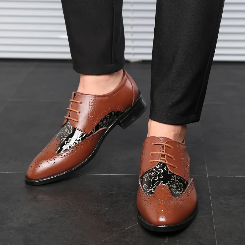 

Мужские повседневные туфли из натуральной кожи, коричневые оксфорды для свадьбы, офиса, классические туфли