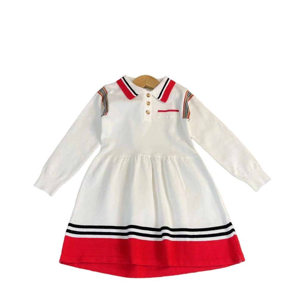 

High end brand children's wear girls' Knitted foreign dress autumn winter new little girls' sweater wool skirt