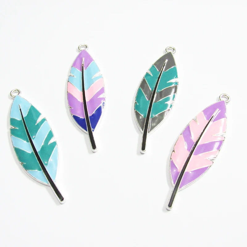 

Wholesale 10pcs/bag,All Enamel Tribal Feathers Pendants For Fashion Kids Necklace Design