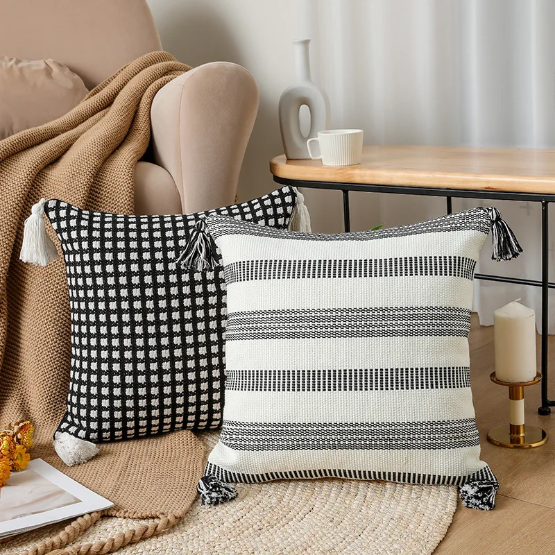 

Bohemia Tassel Cushion Cover 45x45 Moroccan Style Cotton linen Pillow Case Home Decoration Handmade Sofa Pillowcase Fashion INS