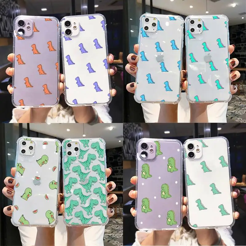 

Cute dinosaur Phone Case For iphone 13 X XS MAX 6 6s 7 7plus 8 8Plus 5 5S SE 2020 XR 11 12pro max Clear funda Cover