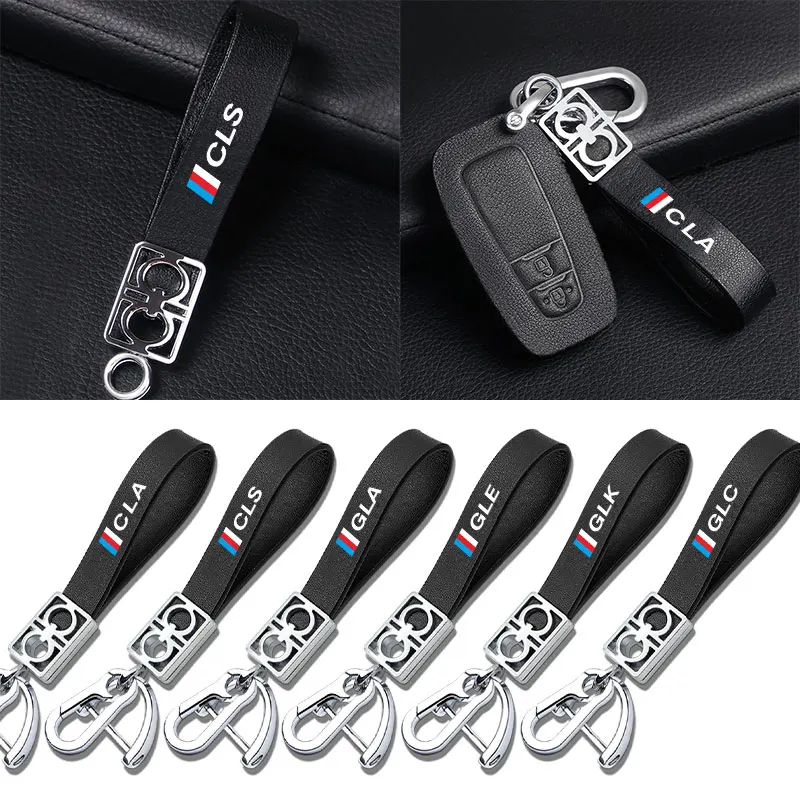 

1pcs Car Styling Car Metal Leather Waist Hanging Keychain Creative For Mercedes-Benz CLA CLS GLA GLE GLK GLC W204 W205 W203 W213