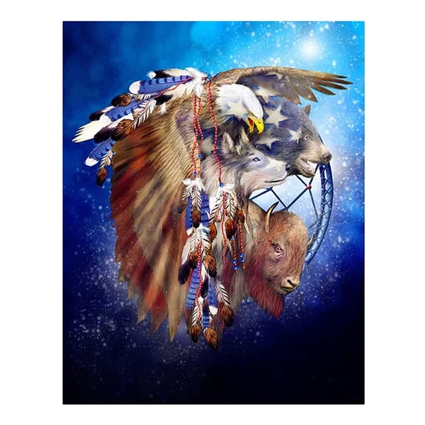 

Синий фон, волк, медведь, корова, Орел, металлический жестяной знак 8x12 дюймов