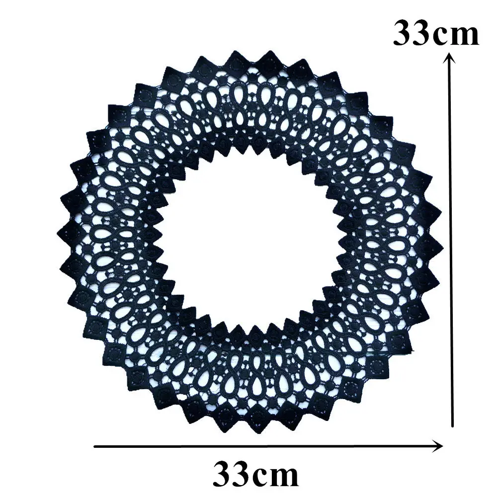 Черная ткань с круглым вырезом воротник вышитая аппликация для платья полые