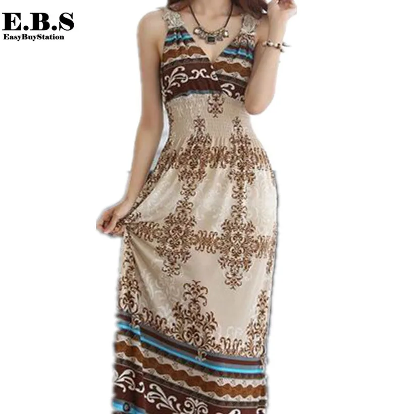 Женское пляжное платье без рукавов повседневное Макси-Платье с открытой спиной