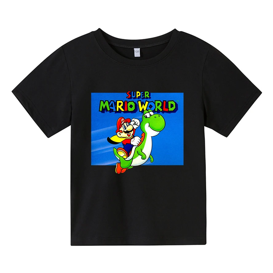 

Baby Cotton T-shirt Comfortable Loose Top Japanese Classic Game Mario Funny Girl Baby Cotton Top 4-14T
