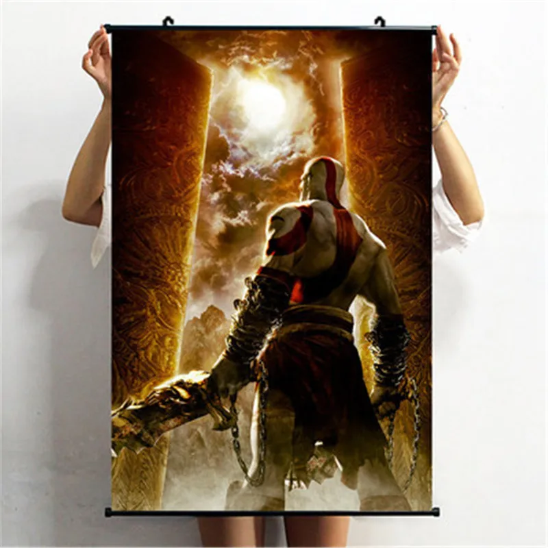 60X40CM God of War Kratos плакат декоративной живописи ткань прокрутки живопись спальня настенные вешалки фигурка модель X2307 - Цвет: 60X40CM