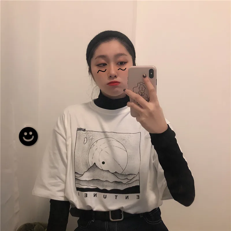 Женские летние футболки Woherb 2022 повседневные белые с графическим рисунком