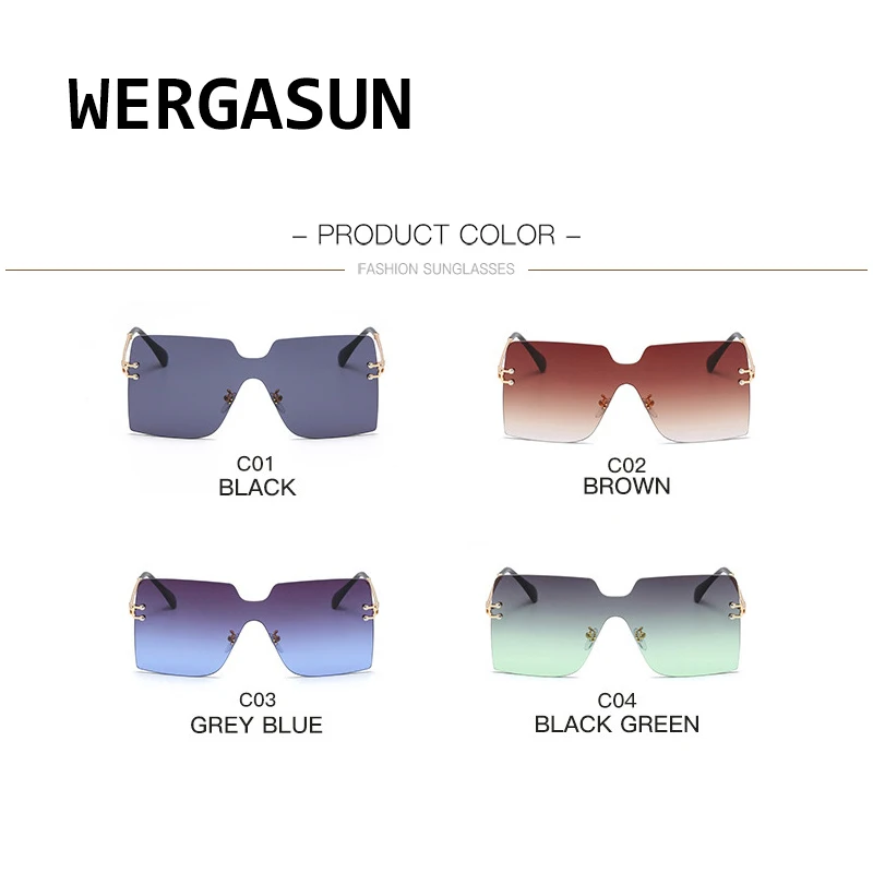 Винтажные большие квадратные солнцезащитные очки WERGASUN 2020 женские модные
