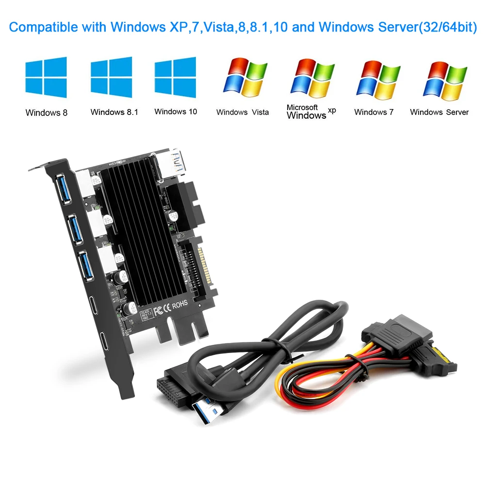 Rocketek USB 3.0 Type c PCI E плата расширения с 5 портами адаптер внешний контроллер Экспресс