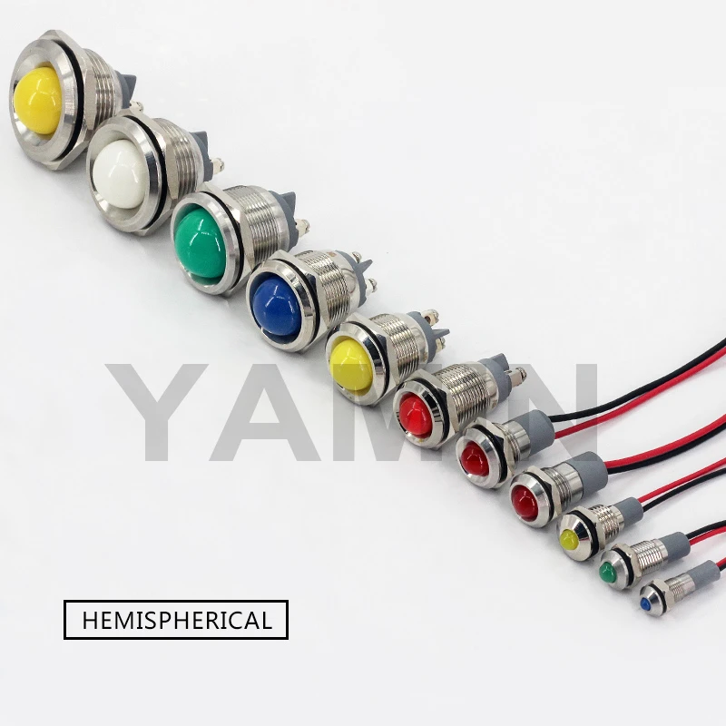 LED Metal Indicator Light 6/8/10/12/16/19/22/25/30mm Power Supply Waterproof Signal Lamp DC AC Flat 6V12V24V220V | Освещение