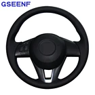 Чехол рулевого колеса автомобиля для Mazda, чехол рулевого колеса автомобиля для Mazda, CX5, Atenza, 2014, новый, Mazda 3, CX-5, 2016, черный, прошитый вручную, искусственная кожа