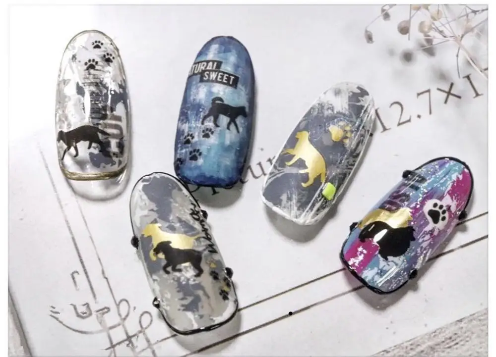 Модные узоры! Лак для ногтей на спине клей деколь декорации дизайн Стикеры