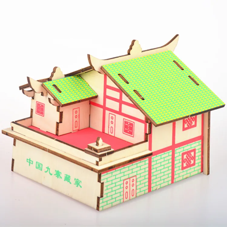 

DIY модель игрушки 3D деревянная головоломка-Jiuzhai, Китай деревянные наборы Модель образовательная головоломка игра Сборка игрушки подарок дл...