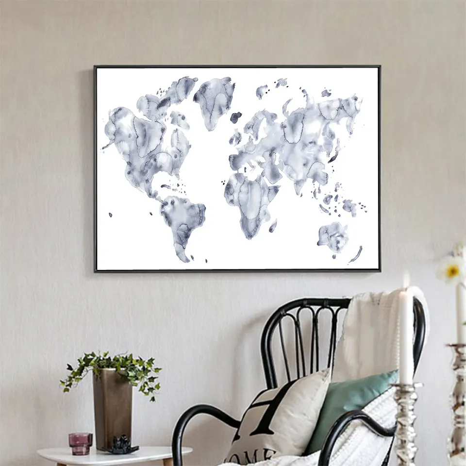 Карта мира скандинавский плакат абстрактный холст картина Цитата скандинавские