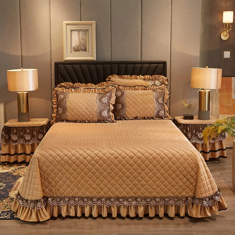 Европейское кружевное Хрустальное бархатное покрывало толстое мягкое для